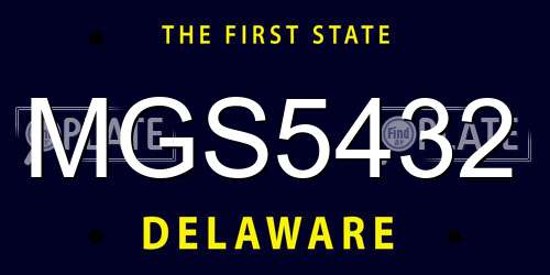 MGS5432 Delaware License Plate