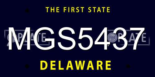 MGS5437 Delaware License Plate