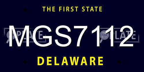 MGS7112 Delaware License Plate