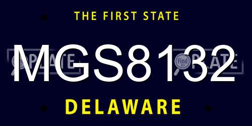MGS8132 Delaware License Plate