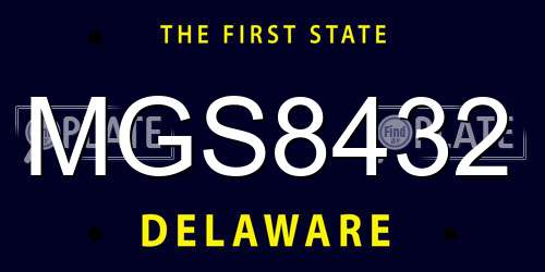 MGS8432 Delaware License Plate