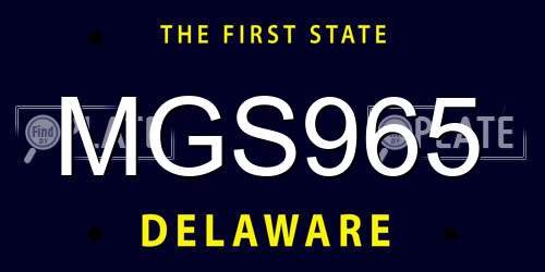 MGS965 Delaware License Plate