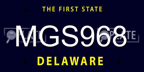 MGS968 Delaware License Plate