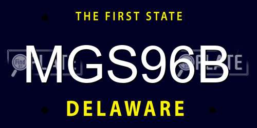 MGS96B Delaware License Plate