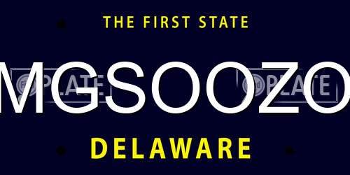 MGSOOZO Delaware License Plate