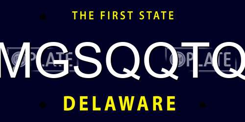 MGSQQTQ Delaware License Plate