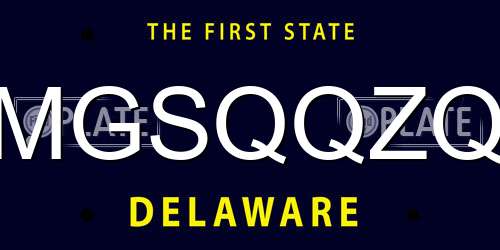 MGSQQZQ Delaware License Plate