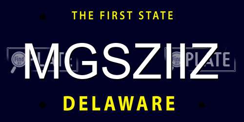 MGSZIIZ Delaware License Plate