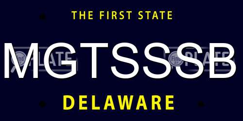 MGTSSSB Delaware License Plate