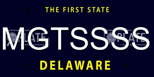 MGTSSSS Delaware License Plate
