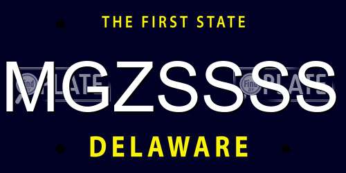 MGZSSSS Delaware License Plate