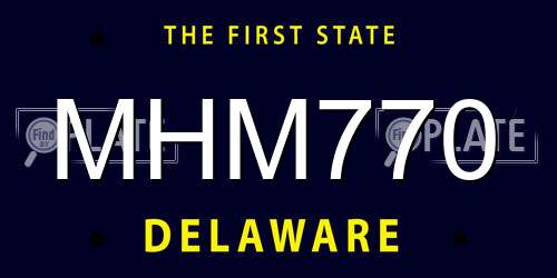 MHM770 Delaware License Plate