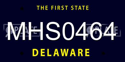 MHS0464 Delaware License Plate