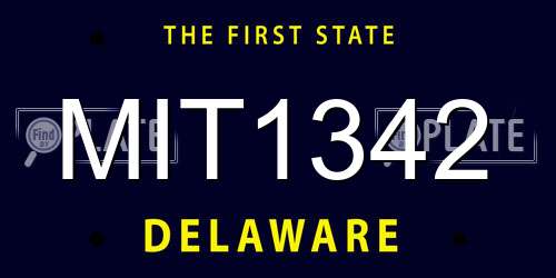 MIT1342 Delaware License Plate