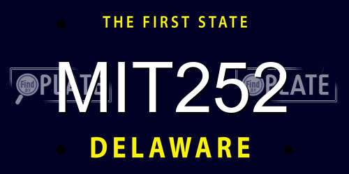 MIT252 Delaware License Plate