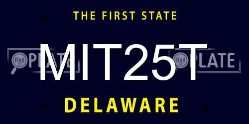MIT25T Delaware License Plate