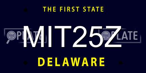 MIT25Z Delaware License Plate