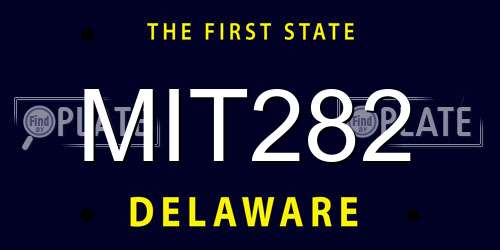 MIT282 Delaware License Plate