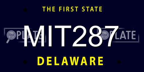 MIT287 Delaware License Plate