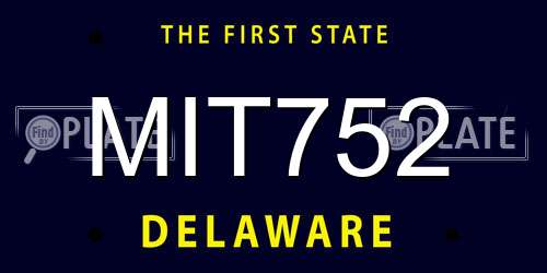 MIT752 Delaware License Plate