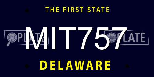 MIT757 Delaware License Plate