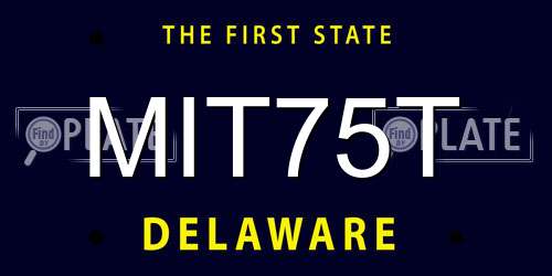 MIT75T Delaware License Plate