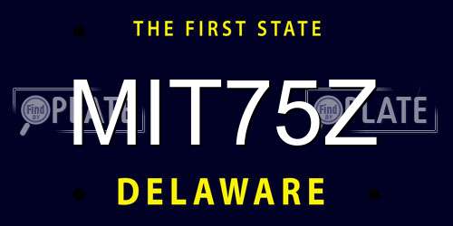 MIT75Z Delaware License Plate