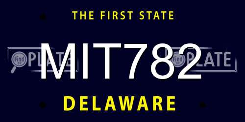 MIT782 Delaware License Plate