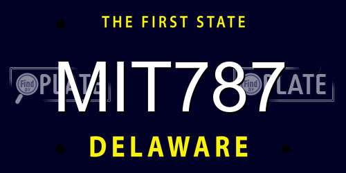 MIT787 Delaware License Plate