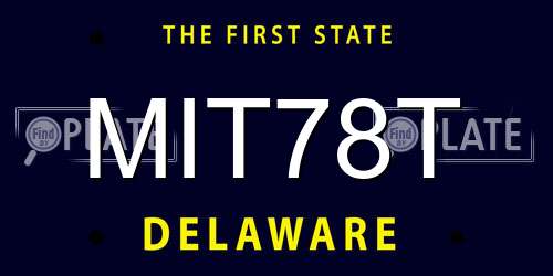 MIT78T Delaware License Plate