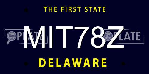 MIT78Z Delaware License Plate
