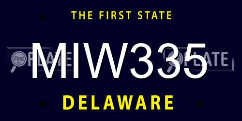 MIW335 Delaware License Plate