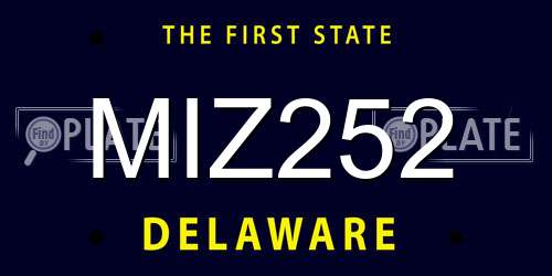 MIZ252 Delaware License Plate