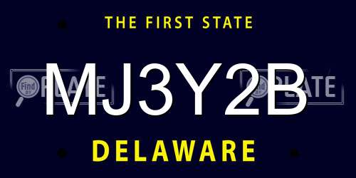 MJ3Y2B Delaware License Plate