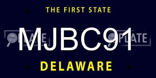 MJBC91 Delaware License Plate