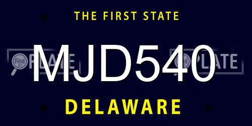 MJD540 Delaware License Plate