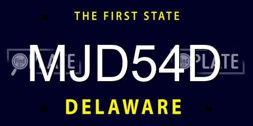 MJD54D Delaware License Plate