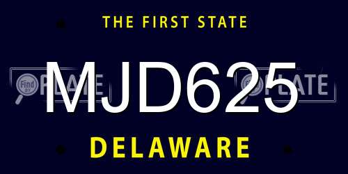 MJD625 Delaware License Plate