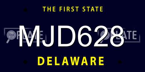 MJD628 Delaware License Plate