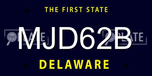 MJD62B Delaware License Plate