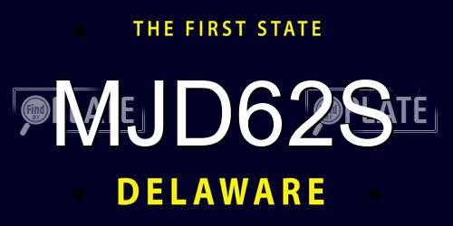 MJD62S Delaware License Plate