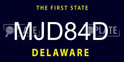 MJD84D Delaware License Plate