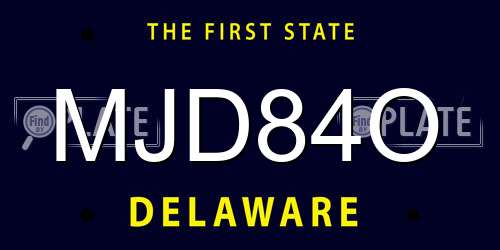 MJD84O Delaware License Plate