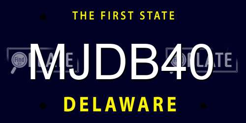 MJDB40 Delaware License Plate