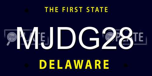 MJDG28 Delaware License Plate