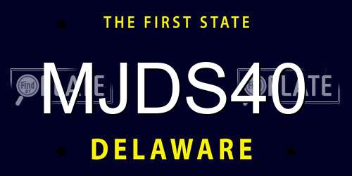 MJDS40 Delaware License Plate