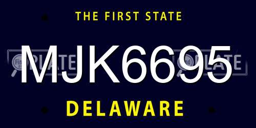 MJK6695 Delaware License Plate