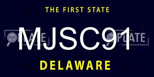 MJSC91 Delaware License Plate