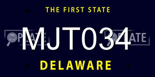 MJT034 Delaware License Plate