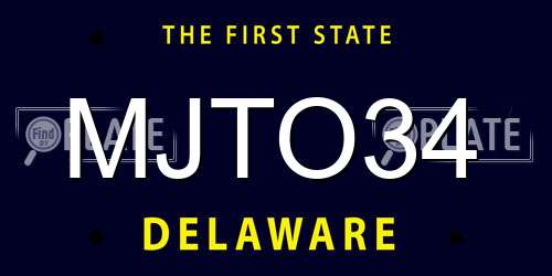 MJTO34 Delaware License Plate